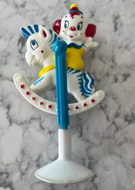 Vintage Rattle Larry Harmon Baby Toy BOZO THE CLOWN Rocking Horse Suction Cup