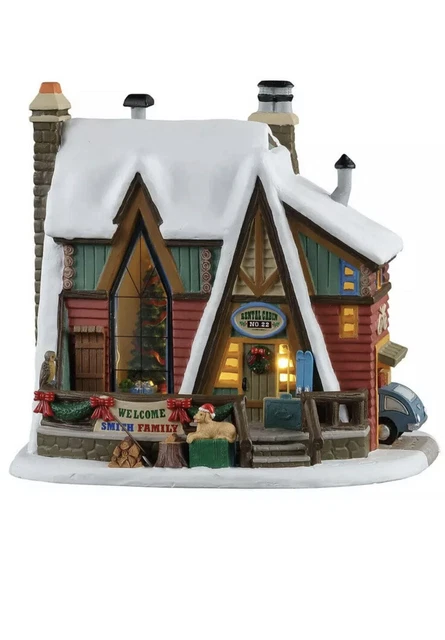 Lemax 2021 Mountain Holiday Reunion Vail Village #15745 A-Frame Wooden Cabin Pup