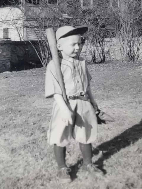 Vintage Original Photo - 1948 - Boy Playing Baseball