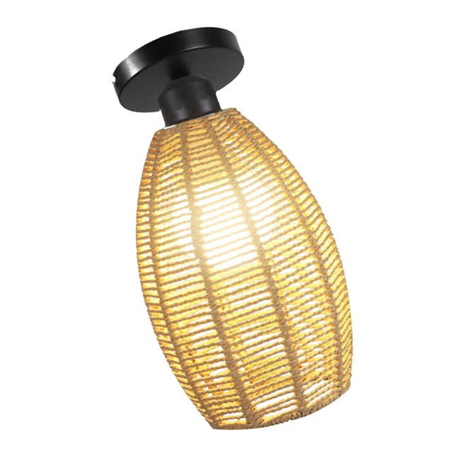 Rattan Hanging Lamp Dome Light Vintage Home Decor Chandalier Pendant