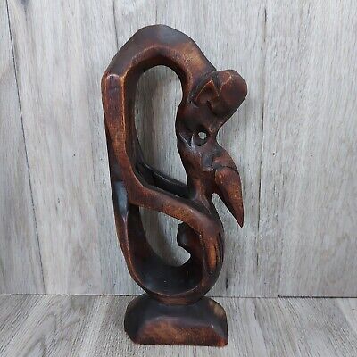The Kiss Vintage African Handmade Carving Couple Love Kissing Folk Art Wooden