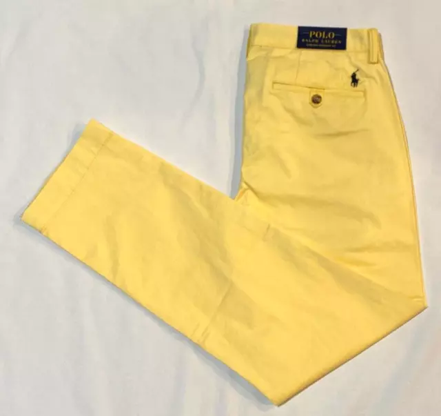 NWT- Men's Polo Ralph Lauren Stretch Straight Fit Chino Pant-Yellow-33X32-$115