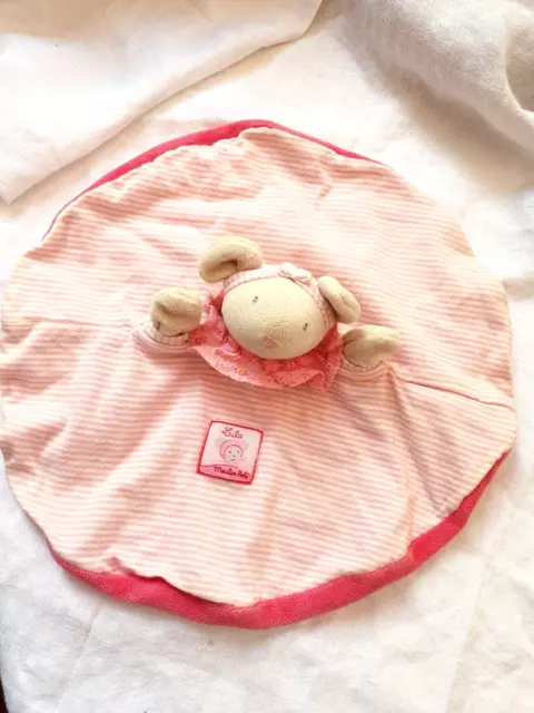 Doudou plat Souris Lila  MOULIN ROTY  beige/rose