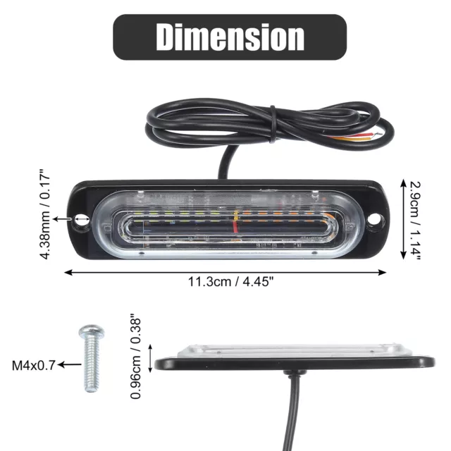 1 Ensemble 12 LED Surface Montage Clignotant Stroboscope Lumières Jaune Blanc 3