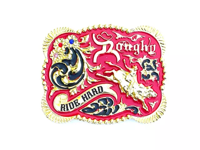 Western Buckle Gold Red Cowboy Rodeo 4x3 for 2'' Hooey Buckle Hebilla Vaquero