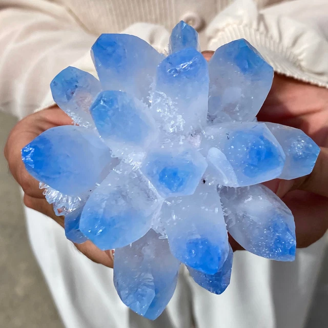 353G New Find BLUE Phantom Quartz Crystal Cluster Mineral Specimen Healing 3