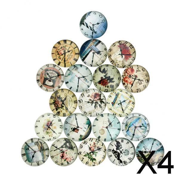 4X 20 Stück Uhr Glas Flatback  Kuppel Cabochons für Handwerk 12mm