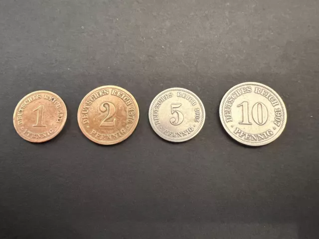 münzen deutsches reich, Kaiserreich 1880-1916, 1, 2, 5 und 10 Pfennig