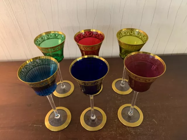 6 Bicchieri da Vino Colore Modello Thistle IN Cristallo Di Saint Louis ( Rrp 2