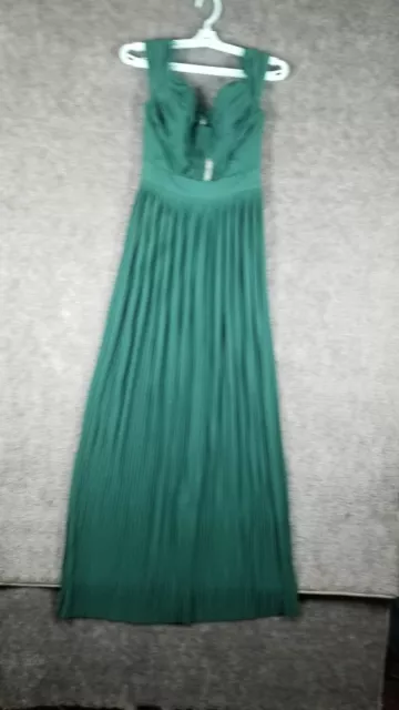 Asos Women Sz 2 Premium Lace & Pleat Bardot Maxi Dress Green NWOT Soft Stretchy