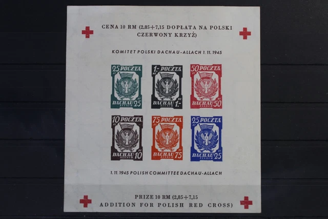 Polen ohne Gummi Spendenblock Dachau Rotes Kreuz ungezähnt #VA986