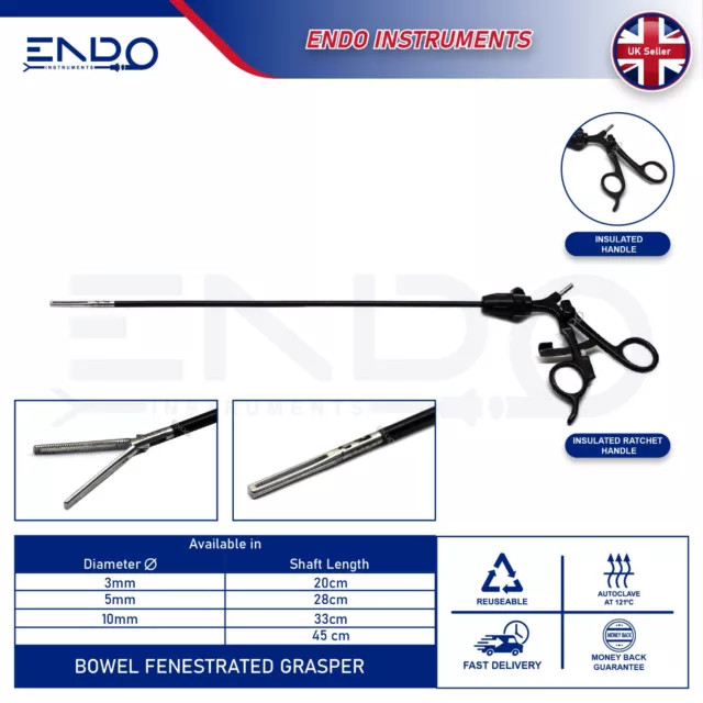 ENDO® New 5mm 45cm Laparoscopic BOWEL Fenestration Grasper Bariatric Grasping CE