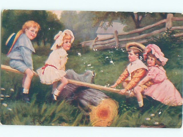 Pre-Linen KIDS ON TEETER TOTTER AC1169