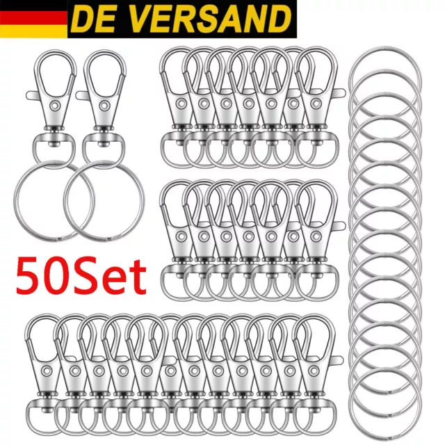 100x Schlüsselringe Karabinerhaken Klein Schlüsselanhänger Drehgelenk Key Rings