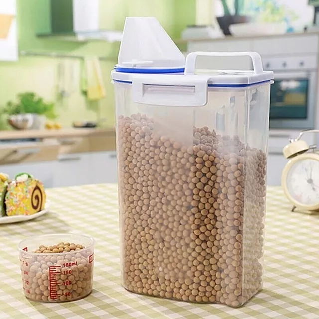 Plástico Dispensador Cereales Comida Almacenaje Arroz Grano Contenedor Cocina De