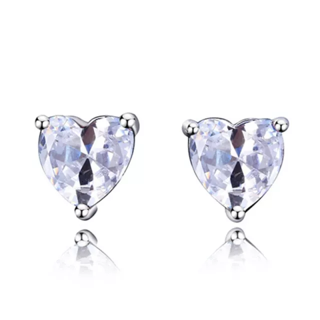 Fashion Silver White Heart-Shaped Pendant Earrings Valentine's Day Gift