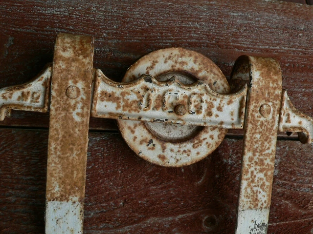 Pair Extremely RARE Cockshutt J.G.C. Horseshoe Barn Door Hangers Rollers Hardwar 5