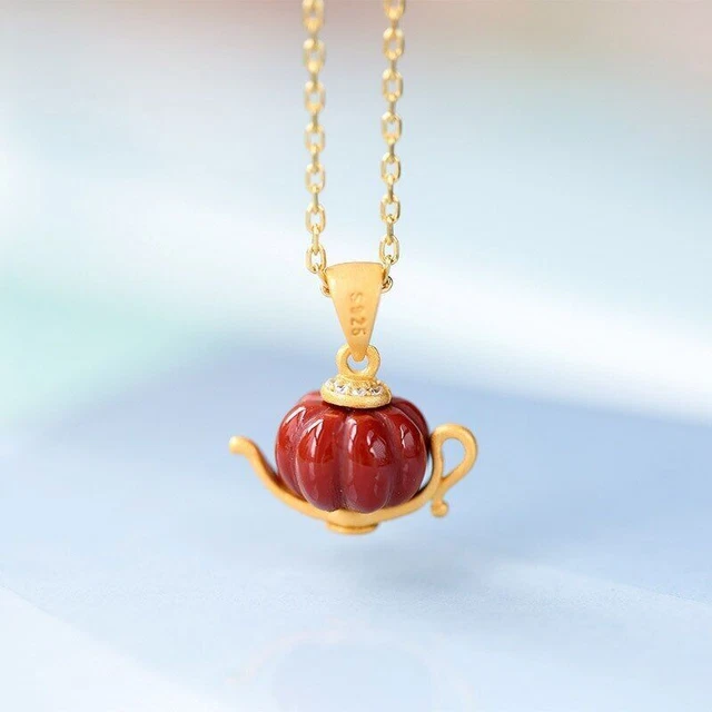 Southern Red Tourmaline Teapot Necklace Exquisite Fashion Aladdin's Lamp Pendant