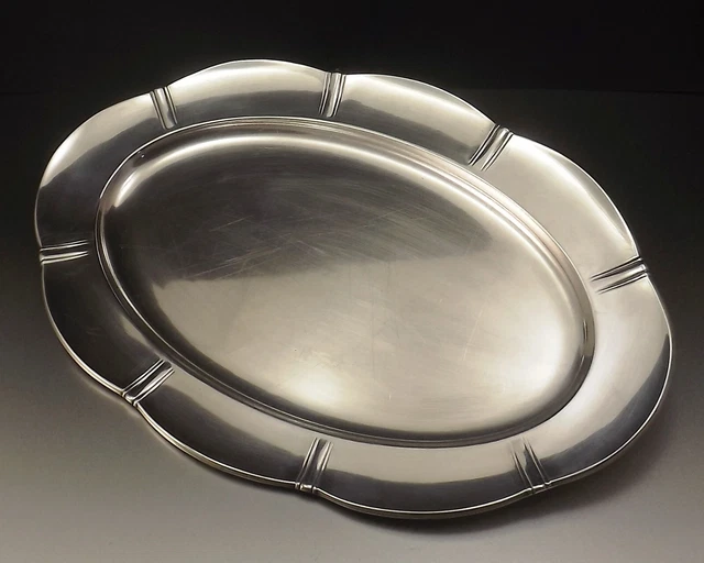 Gallia Christofle Grand Plat De Service Ovale Art Deco Metal Argente Vers 1920