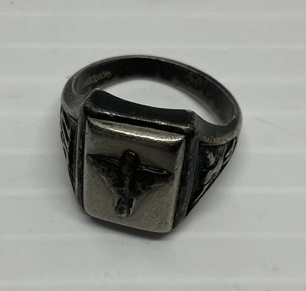 WW2 WWII MILITARY USAAC US Army Air Corps Sterling Silver Ring Wings ...