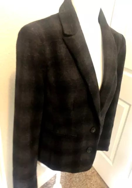 NEW 4 S XS Brown Black WOOL BLEND Plaid Blazer JACKET 2 Button LINED Forever 21