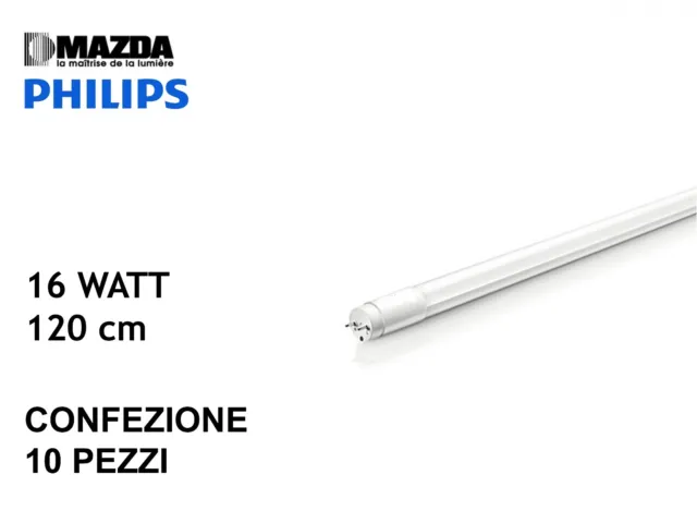 TUBO LED 120 cm MAZDA BY PHILIPS 16W 840 LUCE BIANCA NATURAL ex 36W SET 10 PEZZI