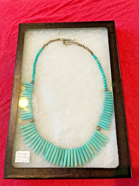 Vintage Ray Yazzie Native American Sterling Necklace Turquoise--POINTS OF LIGHTS