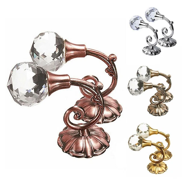Window Home Decor Metal Crystal Curtain Holdbacks Wall Tie Backs Hooks Hanger