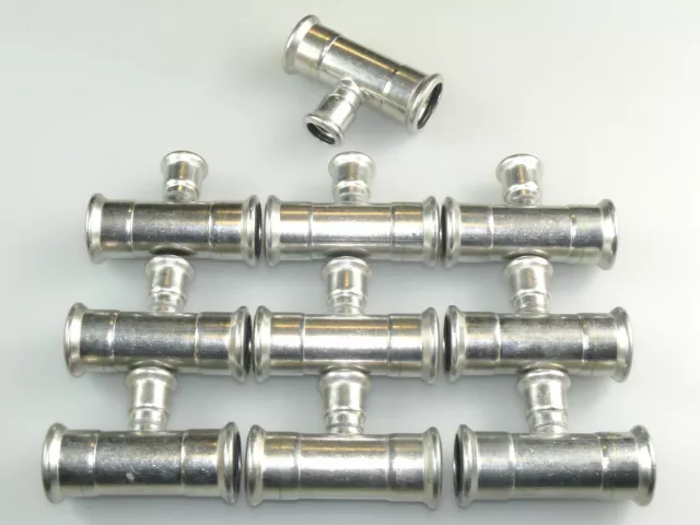 10x SEPPELFRICKE XPRESS EDELSTAHL T-STÜCK 28 MM x 18 MM x 28 MM PRESSFITTING