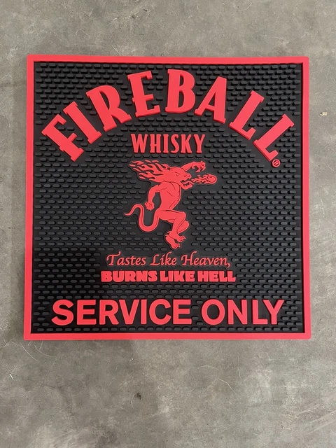 Fireball Cinnamon Whiskey 12"X12' Square Rubber Bar Mat
