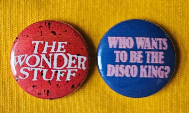 The Wonder Stuff two 25mm button badges inc 'Disco King' design. Free UK P&P!