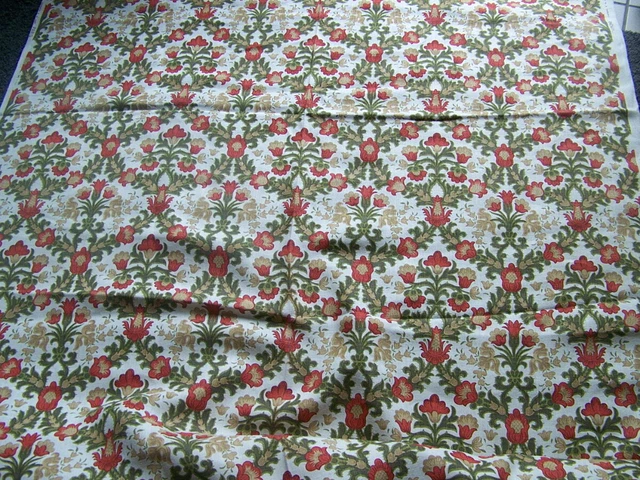 Coupon De Tissu Fleuri Ancien – Dimensions 62 X 116 Cm, Coton, Neuf