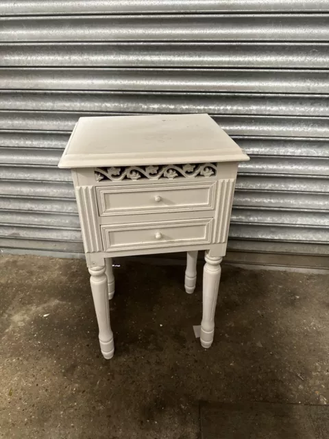 White Pretty Wooden Bedside Table With Drawers