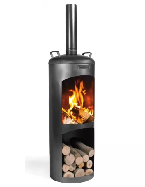 Chimenea de Jardín Faro Calefactor H 158CM Para Calentar Y Asar Horno de Terraza