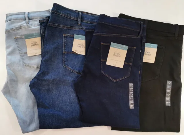 M&S Men's Straight Fit, Denim Stretch Jeans, 5 colours, Various sizes