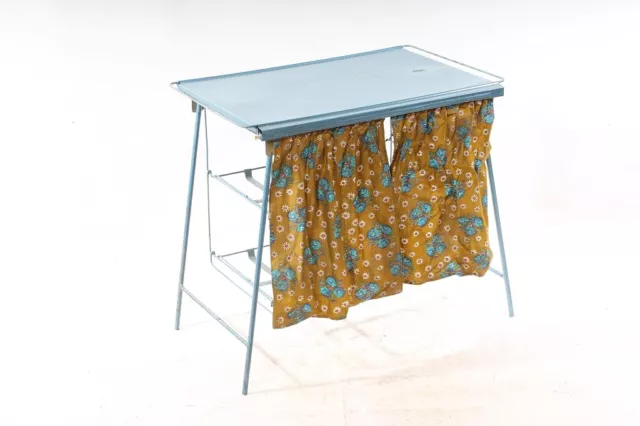 altes Regal Metall Camping Küche DDR blau vintage Blechtisch Tisch Klapptisch