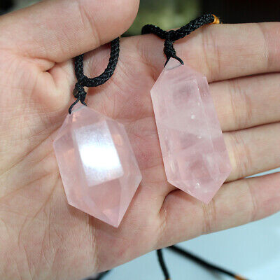 Natural Rose Quartz Crystal Pendulum Pendant Necklace Chakra Gemstone Healing