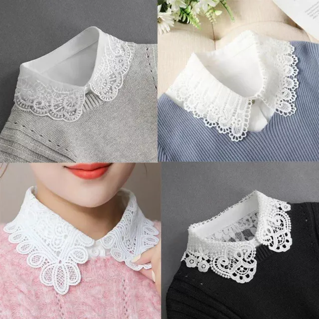 Women Vintage Detachable Collar Lace Top Blouse Collars Sweater Shirt Ties 1Pc