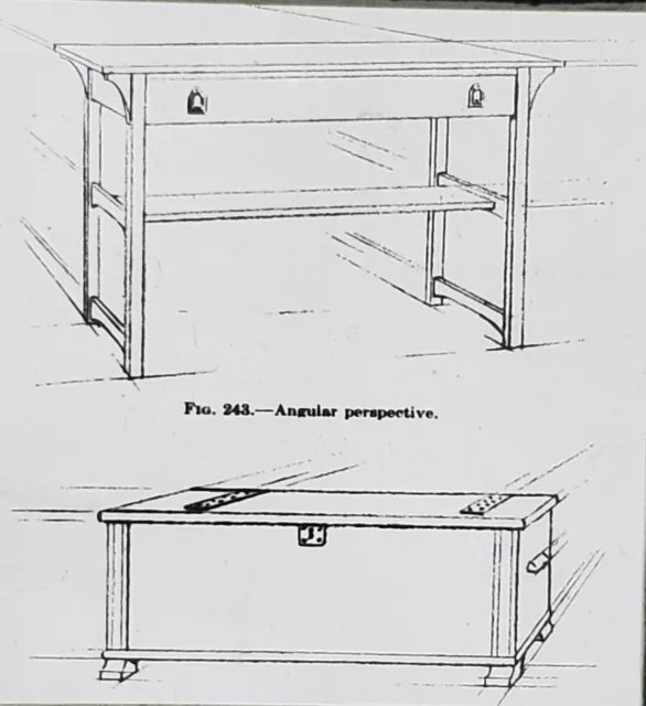 Table Drawings, Showing Angular Perspective, Magic Lantern Glass Slide