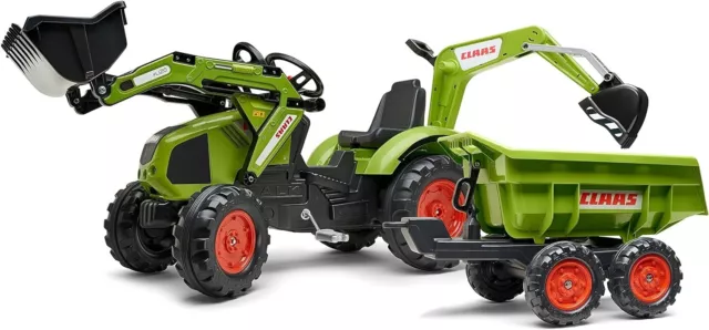 🔥 Fahrzeug für Kinder 🔥 – Traktor Claas Axos + Schaufel + Bagger + Anhänger 🔥