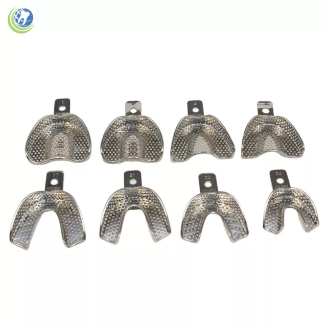 Dental Stainless Steel Perforated Impression Trays Autoclavable Set Of 8