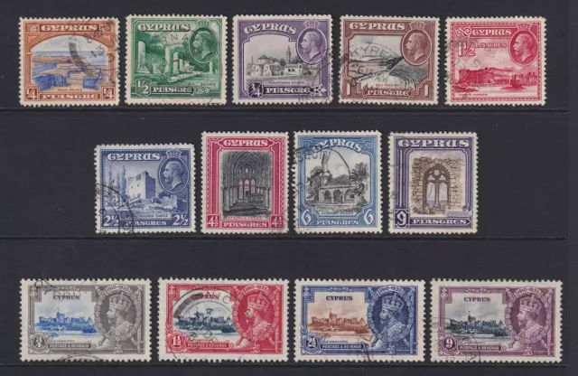 Cyprus. 1934-35. 1/4pi to 9pi values. Fine used.