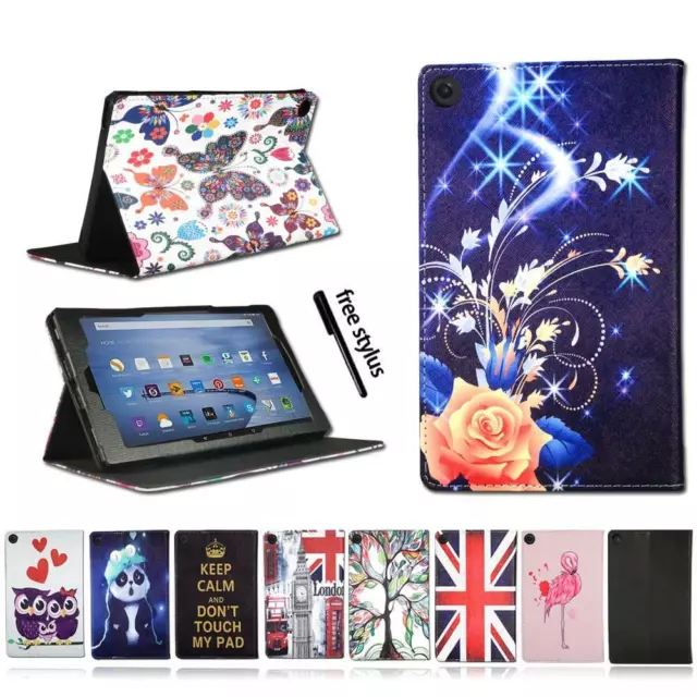 For Amazon Kindle Fire 7" HD 8" /10" - New LEATHER STAND CASE COVER +Stylus