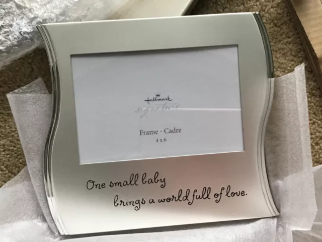 New Hallmark Signature Brushed Metal Baby Photo Picture Frame Nursery Decor Nib