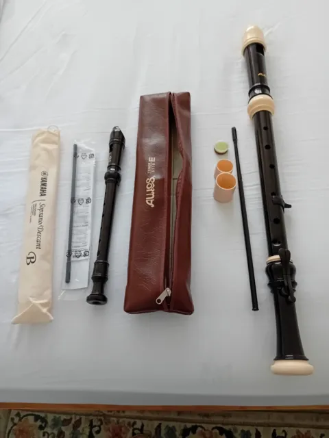 Aulos Tenor 511B (E) Recorder and Yamaha Soprano/Descant Baroque YRS24B Recorder