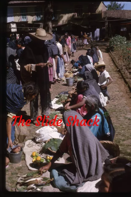 Patzcuaro Mexico street market scene food vendors 1965 Kodachrome 35mm slide