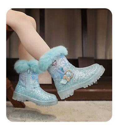 Winter Frozen2 kids girls Elsa princess crystal short sequined boots & + velvet