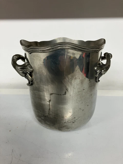 Seau à Champagne Argenté Poinçon Tête D’Aigle - Seau à Glace Vintage En Métal