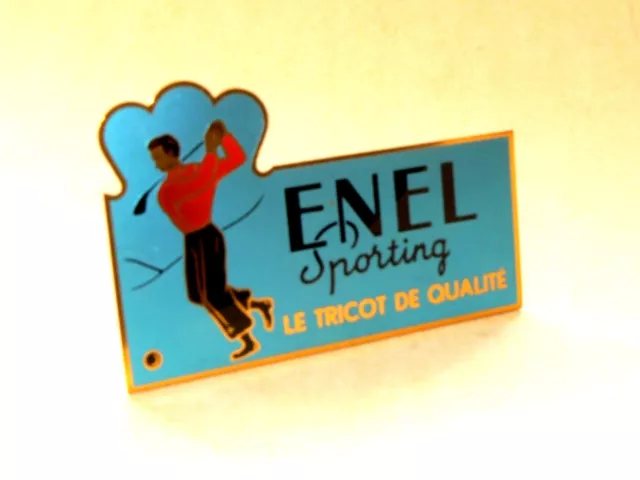 Présentoir Publicitaire Ancien tricot ENEL Sporting GOLF Tole peinte Années 50