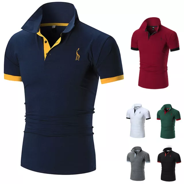 Polo Shirt Men's T-Shirt Top Short Sleeve Henley CollarSummer Loose Pullover New